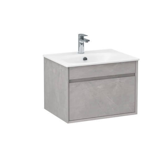 Imex Alma 600mm Single Drawer Wall Mounted Vanity Unit in Slate - FZHF2784-600-B0005 - Envy Bathrooms Ltd