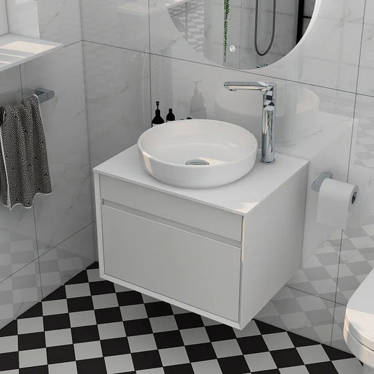 Imex Alma 600mm Single Drawer Wall Mounted Vanity Unit in White - FZHM2784-600-Q0002 - Envy Bathrooms Ltd