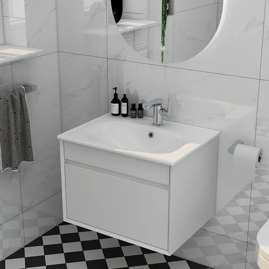 Imex Alma 600mm Single Drawer Wall Mounted Vanity Unit in White - FZHM2784-600-Q0002 - Envy Bathrooms Ltd