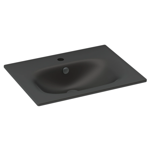 Imex Alma 600mm Slimline Ceramic Basin 1Th in Black - LF1923-600BL - Envy Bathrooms Ltd