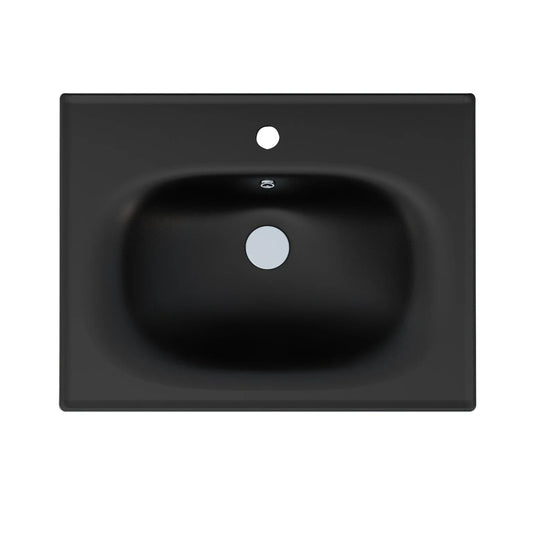 Imex Alma 600mm Slimline Ceramic Basin 1Th in Black - LF1923-600BL - Envy Bathrooms Ltd