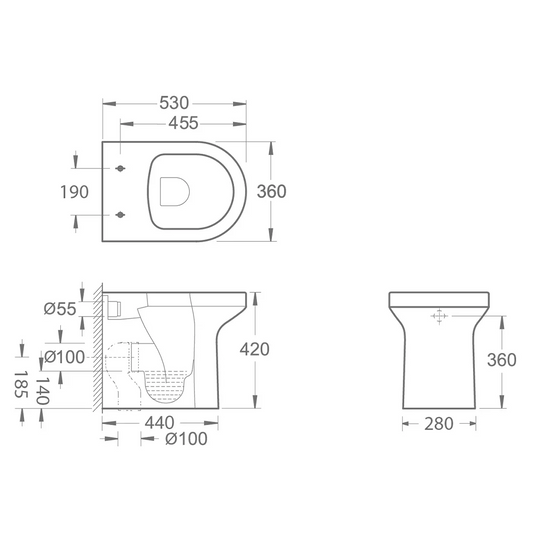 Imex Alma Rimless Back To Wall WC Bowl with Fixings - CB10156R - Envy Bathrooms Ltd