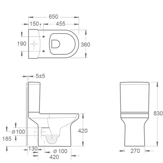 Imex Alma Rimless Close Coupled WC Bowl with Fixings - C10156R - Envy Bathrooms Ltd