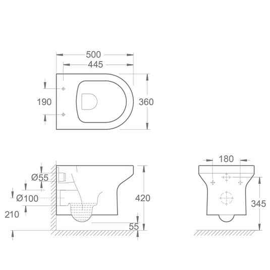Imex Alma Rimless Wall Hung Pan - CH10156R - Envy Bathrooms Ltd