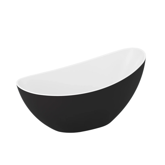 Imex Arco 1600mm Freestanding Slipper Bath Inc. White Dome Clicker Waste - Black - IM616-BLACK - Envy Bathrooms Ltd