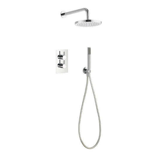 Imex Arco 2 Knob Twin Outlet Concealed Valve with New Fixed Head and New Pencil Handset & Smooth Hose - ARCVPK005 - Envy Bathrooms Ltd