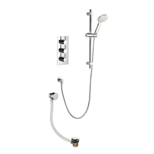 Imex Arco 3 Knob Twin Outlet Concealed Valve with New Adjustable Head (Ki465) and Bath Overflow Filler - ARCVPK007 - Envy Bathrooms Ltd