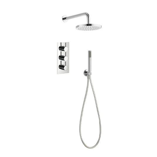 Imex Arco 3 Knob Twin Outlet Concealed Valve with New Fixed Head and New Pencil Handset & Smooth Hose - ARCVPK008 - Envy Bathrooms Ltd