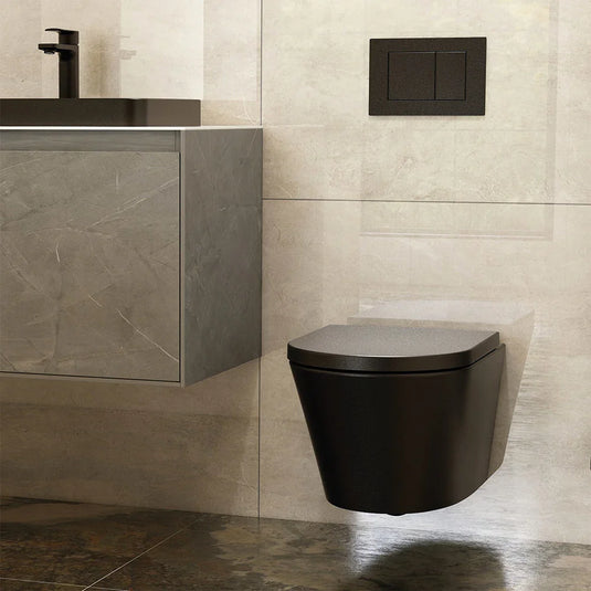 Imex Arco Rimless 520 Projection Wall Hung Pan in Black - CH1088RBL - Envy Bathrooms Ltd
