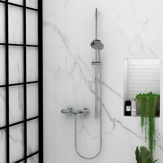 Imex Arco Single Outlet Bar Valve with Levo Extended Rail Kit, Smooth Pvc Hose and 3 Spray Essence Shower Head - ARBVPK003 - Envy Bathrooms Ltd
