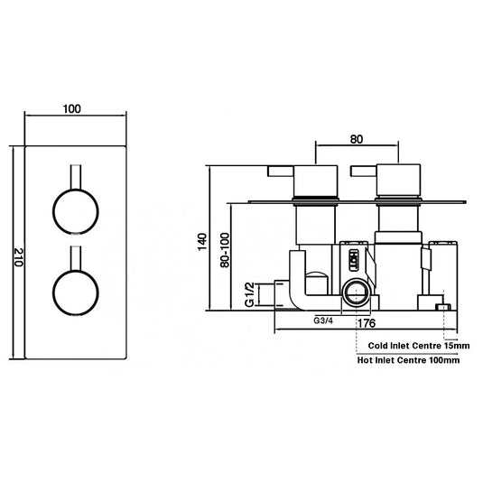 Imex Arco Single Outlet Two Handle Concealed Valve - 6001 - Envy Bathrooms Ltd