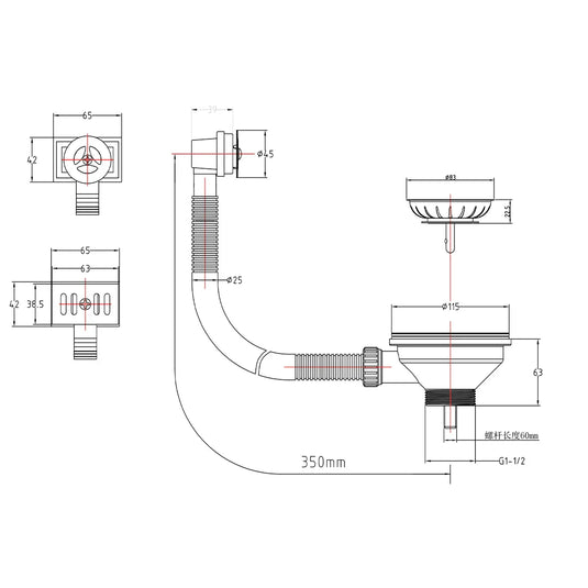Imex Basket Strainer Waste with Universal Overflow Rectangular/Round in Chrome - BASKSTUNIOF - Envy Bathrooms Ltd