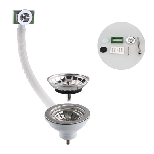Imex Basket Strainer Waste with Universal Overflow Rectangular/Round in Chrome - BASKSTUNIOF - Envy Bathrooms Ltd