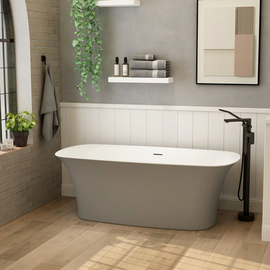 Imex Blade 1700mm Freestanding Bath Inc. White Dome Clicker Waste - Matt Grey - IM528-GREY - Envy Bathrooms Ltd