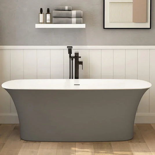 Imex Blade 1700mm Freestanding Bath Inc. White Dome Clicker Waste - Matt Grey - IM528-GREY - Envy Bathrooms Ltd