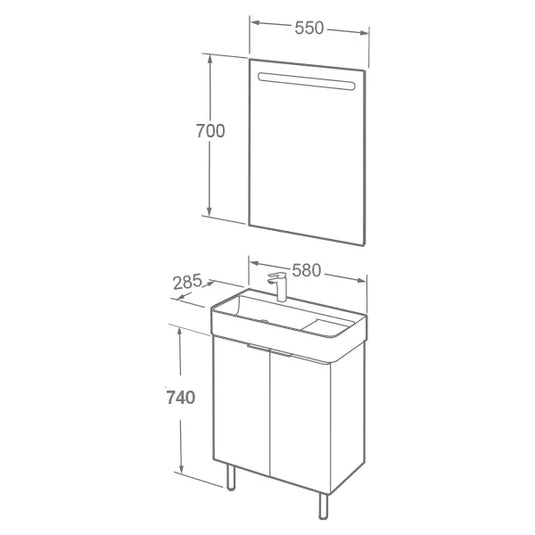 Imex Blade 600 x 310mm Floor Standing Vanity Unit - Matt White - FZFM2785-600-Q0002 - Envy Bathrooms Ltd