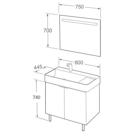 Imex Blade 800 x 460mm Floor Standing Vanity Unit - Matt White - FZFM2785-800-Q0002 - Envy Bathrooms Ltd