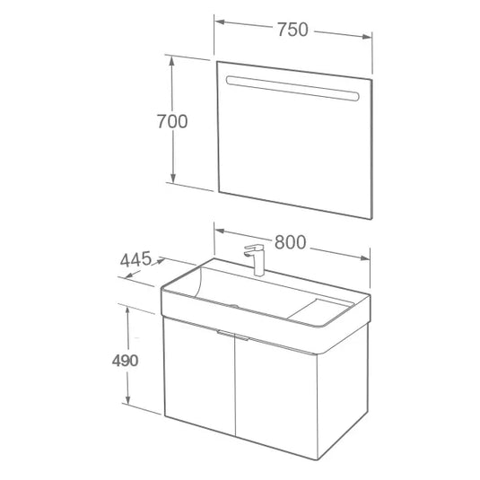 Imex Blade 800 x 460mm Wall Mounted Vanity Unit - Matt Grey - FZHM2785-800-Q0004 - Envy Bathrooms Ltd