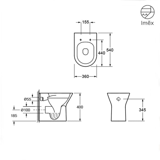 Imex Blade Rimless Back To Wall Pan - CB10180R - Envy Bathrooms Ltd