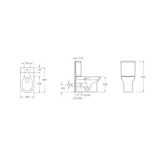Imex Blade Rimless Closed Back Close Coupled Pan - C10180R - Envy Bathrooms Ltd