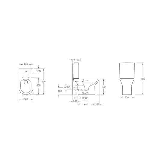 Imex Blade Rimless Open Back Close Coupled Pan - C10180CR - Envy Bathrooms Ltd