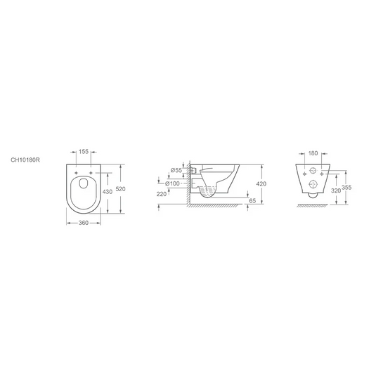 Imex Blade Rimless Wall Hung Pan - CH10180R - Envy Bathrooms Ltd