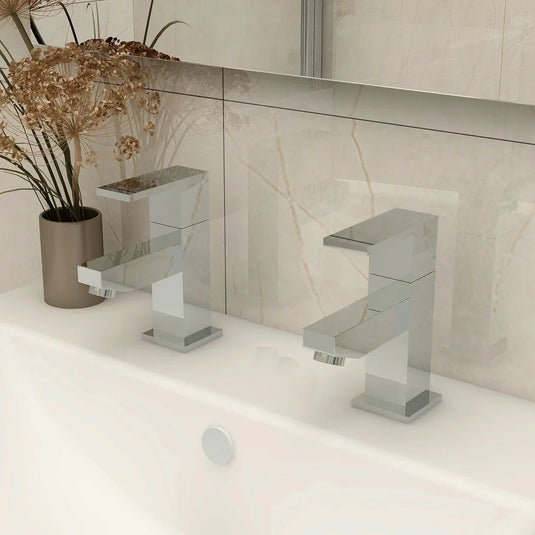Imex Bloque Basin Pillar Taps (Pair) - BQ12 - Envy Bathrooms Ltd