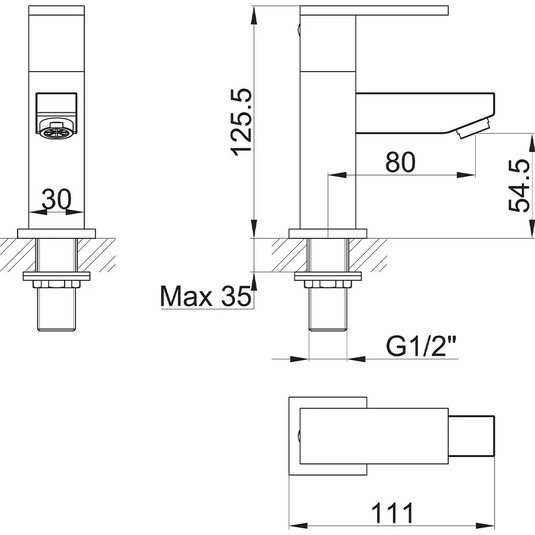 Imex Bloque Basin Pillar Taps (Pair) - BQ12 - Envy Bathrooms Ltd
