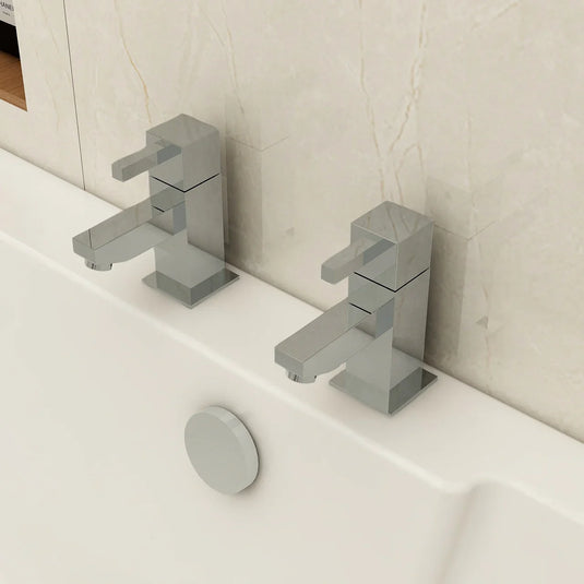 Imex Bloque Bath Pillar Taps (Pair) - BQ34 - Envy Bathrooms Ltd