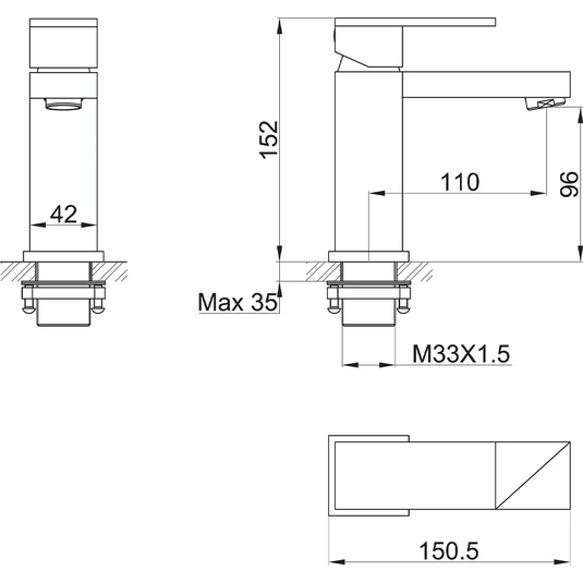 Imex Bloque Mono Basin Mixer Incl Clicker Waste - BQBAS - Envy Bathrooms Ltd