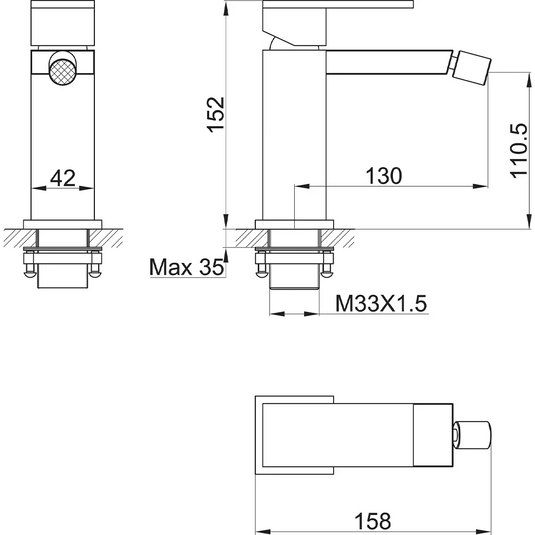Imex Bloque Mono Bidet Mixer Incl Clicker Waste - BQBID - Envy Bathrooms Ltd