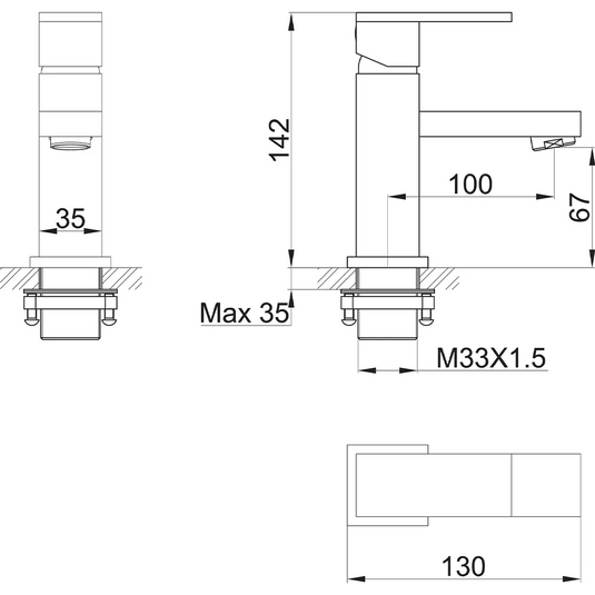 Imex Bloque Mono Small Basin Mixer Incl Clicker Waste - BQSBAS - Envy Bathrooms Ltd