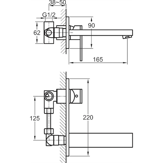 Imex Bloque Single Handle Wall Mounted Basin Mixer Incl Clicker Waste - BQ2HWMBAS - Envy Bathrooms Ltd