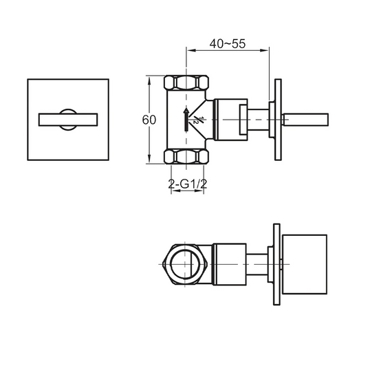 Imex Bloque Wall Diverter Hot Water - BQWMCONHW - Envy Bathrooms Ltd