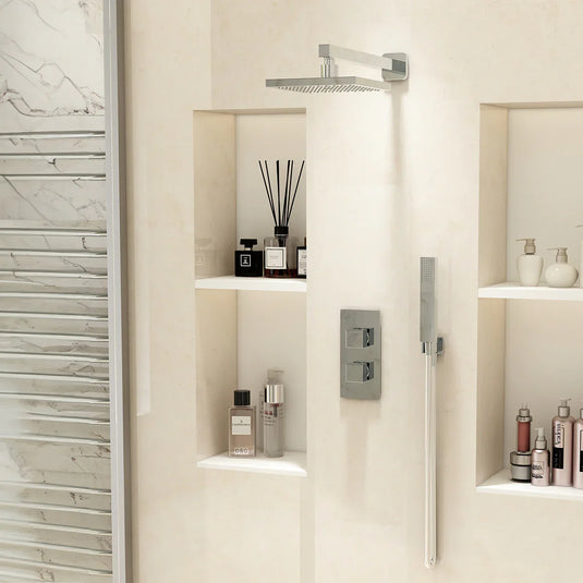 Imex Bloque2 2 Knob Twin Outlet Concealed Valve with New Fixed Head and New Pencil Handset & Smooth Hose - BQCVPK005 - Envy Bathrooms Ltd