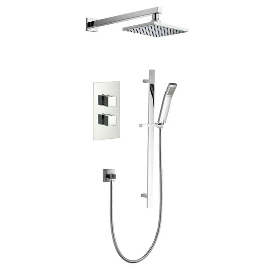 Imex Bloque2 2 Knob Twin Outlet Concealed Valve with New Fixed Head and New Pencil Handset & Smooth Hose - BQCVPK005 - Envy Bathrooms Ltd