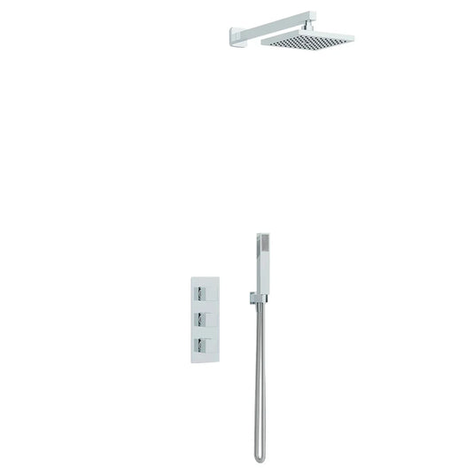 Imex Bloque2 3 Knob Twin Outlet Concealed Valve with New Fixed Head and New Pencil Handset & Smooth Hose - BQCVPK008 - Envy Bathrooms Ltd