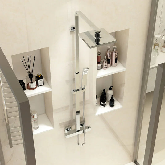Imex Bloque2 Dual Outlet Bar Valve with Integral Diverter with New Bloque Fixed Head and Handset - BQRRPDF - Envy Bathrooms Ltd
