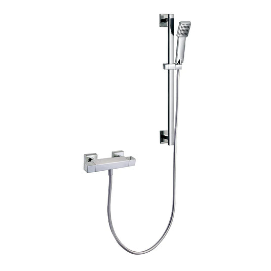 Imex Bloque2 Single Outlet Bar Valve with Bloque Slide Rail, Dekka Single Function Handset and Smooth Pvc Hose - BQBVPK002 - Envy Bathrooms Ltd