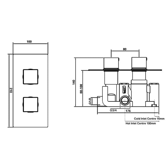 Imex Bloque2 Single Outlet Two Handle Concealed Valve - 6004 - Envy Bathrooms Ltd