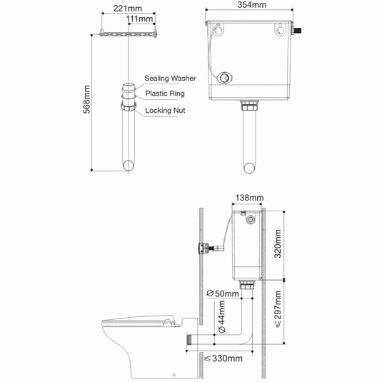 Imex Cable Operated Concealed Cistern Complete with Dual Flush Button - HIDECISTN - Envy Bathrooms Ltd