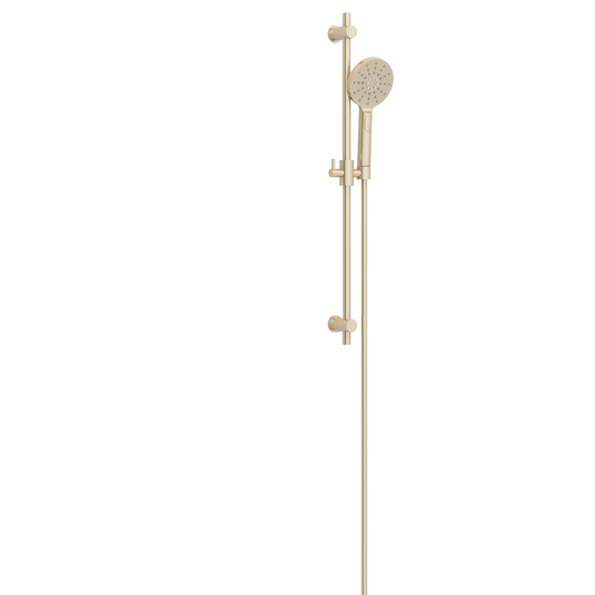 Imex Contemporary Brushed Brass, Solid Brass Slide Rail Set with Smooth Hose and Multifunction Handset - KI435BB - Envy Bathrooms Ltd