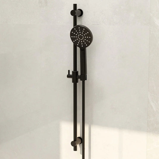 Imex Contemporary Matt Black, Solid Brass Slide Rail Set with Smooth Hose and Multifunction Handset - KI435MB - Envy Bathrooms Ltd