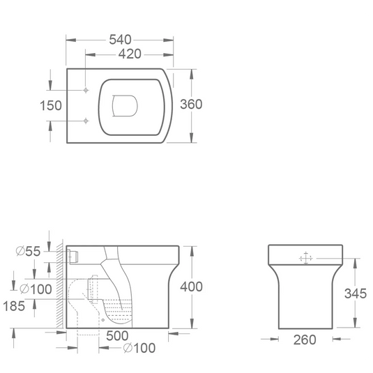 Imex Dekka Back To Wall Pan - CB1094 - Envy Bathrooms Ltd