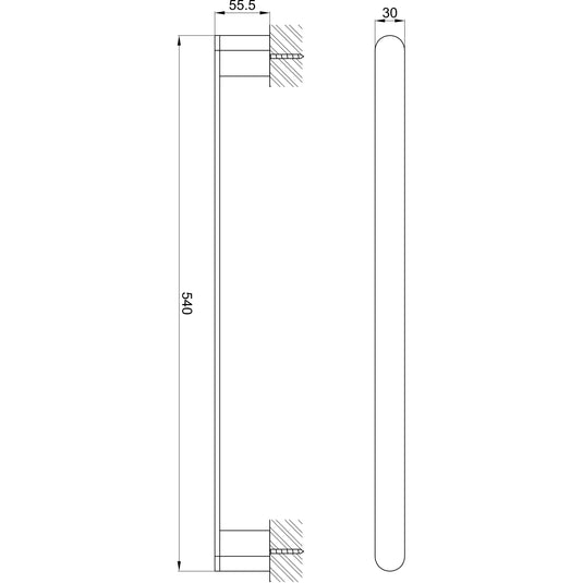 Imex Duro 500mm Towel Bar - DU50TB - Envy Bathrooms Ltd