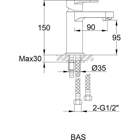 Imex Duro Basin Mixer Incl Clicker Waste - DUBAS - Envy Bathrooms Ltd