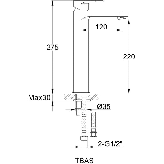 Imex Duro Tall Basin Mixer Incl Clicker Waste - DUTBAS - Envy Bathrooms Ltd