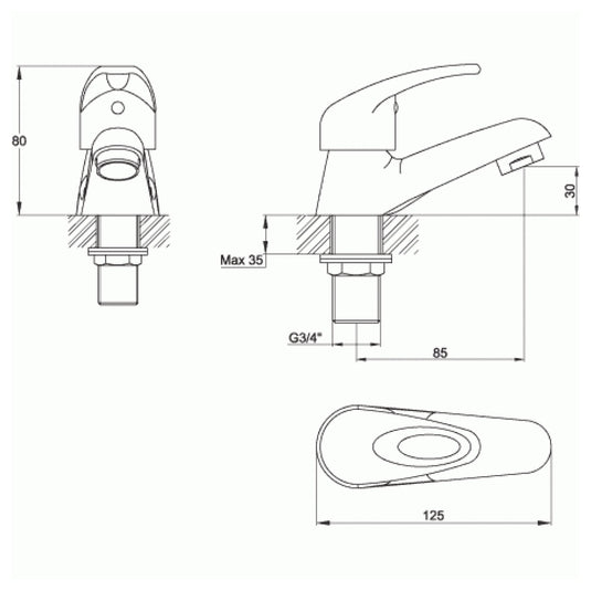 Imex DV8 Bath Pillar Taps Chrome | DV34