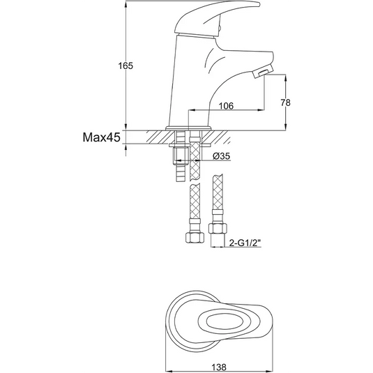 Imex Dv8 Mono Basin Mixer Incl Clicker Waste - DVBAS - Envy Bathrooms Ltd