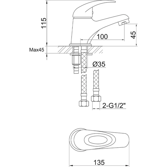 Imex Dv8 Mono Eco Small Basin Mixer Incl Clicker Waste - DVESBAS - Envy Bathrooms Ltd